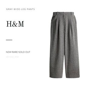 NEW, RARE, Gray Herringbone H&M Wide-Leg Pants